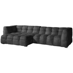 KAWOLA Sofa ROSARIO Ecksofa Velvet anthrazit Recamiere links