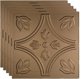 Fasade FASÄDE Traditional Style 5 Decorative Vinyl 2ft x 2ft Lay in Ceiling Panel in Argent Bronze (5 Pack)