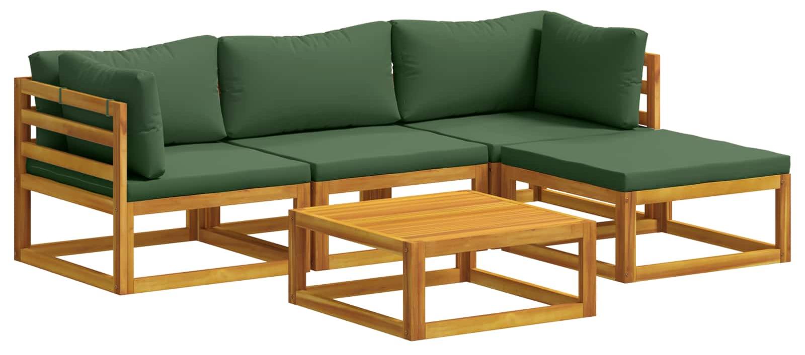 Sofa-Set 5 stk. Natur Massivholz Akazie