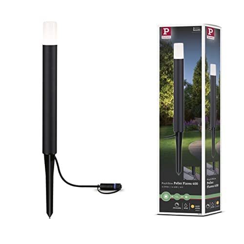Paulmann Plug & Shine Flarea LED buitenverlichting bolderlamp, zwart metaal, warmwit, IP65, Hoogte: 40 cm