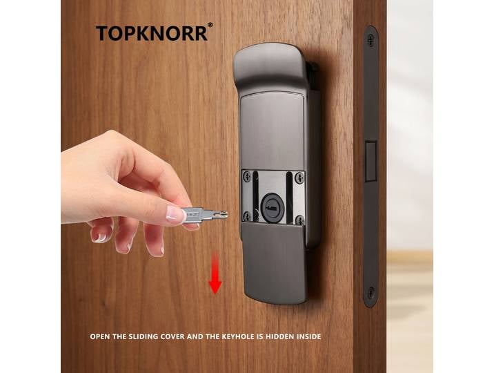 Poignée de porte intérieure sans poignée à ouverture par pression avec nouvelle serrure magnétique, fine, plate, grise, silencieuse