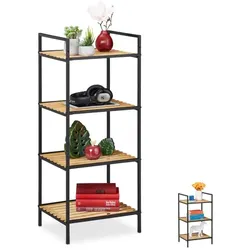 Relaxdays Standregal aus Bambus & Metall Hellbraun,Schwarz
