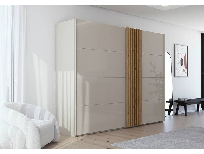 Schwebetürenschrank Pero 281cm Beige/Kaschmir Eiche