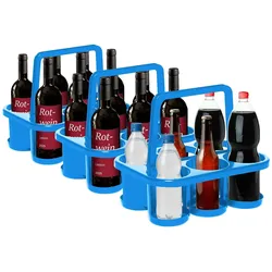 Novaliv 3X Flaschenträger für 18 Flaschen - Stabiler Halt - Getränkekorb Kunststoff , Stapelbar , 32x23x28cm BLAU - Ideal für Küche & Keller Getränkekorb Bierträger Getränketräger Flaschenbox