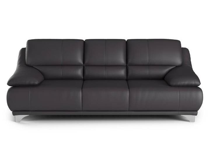 COTTA Sofa 3-Sitzer Ledersofa Echtleder Schwarz mit Nosagfederung & Metallfüßen, Nosagfederung, hochwertiges Echtleder, Frei im Raum stellbar