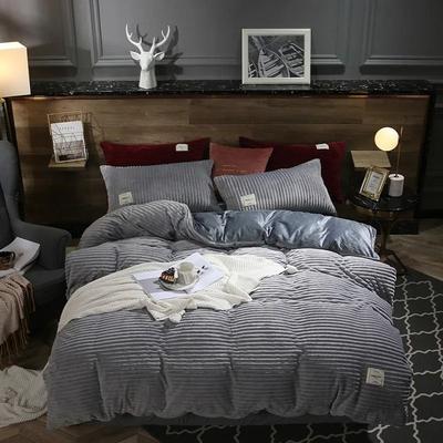 Uplifted Goods Thick Velvet Duvet Cover Set For Warm Winter Bedding grey 200x230cm Set