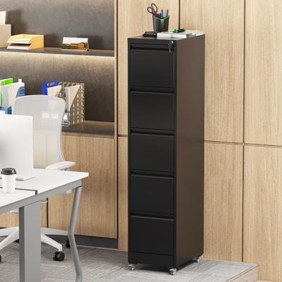 GDFStudio - Kendrick 5-Drawer Locking Vertical File Cabinet with Wheels, Heavy-Duty Steel Storage