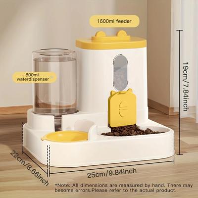 Friendly Fresh Finds Automatic Pet Feeder With Water Dispenser Large Capacity Dog & Cat Food Bowl yellow