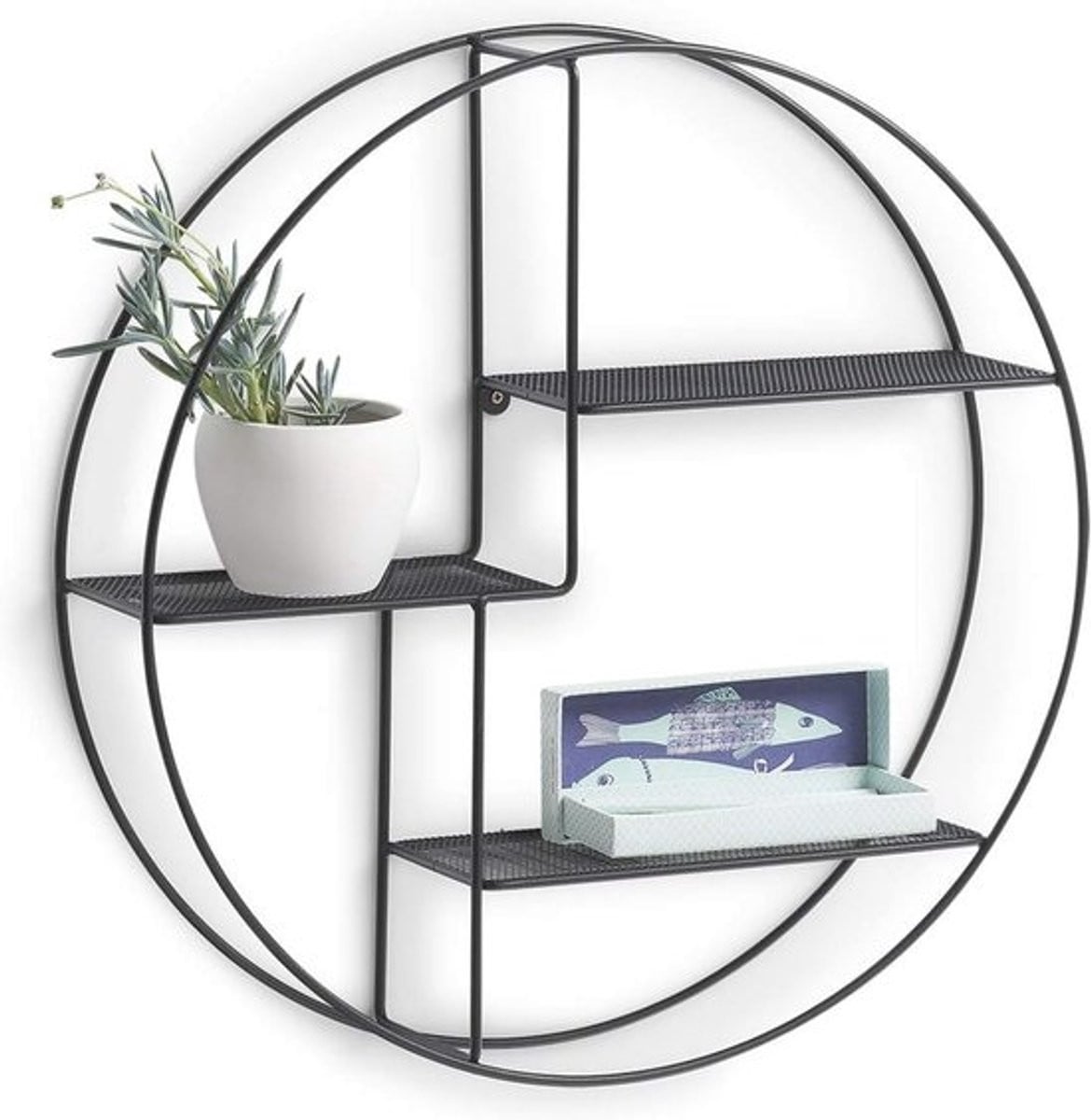 Moderne wandplank van metaal in zwart voor de badkamer, keuken of woonkamer
