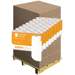 Wepa Satino HiCycle 3-lagig weiß 26x22 cm Küchenrollen Pal. Palette mit 21 x 32 Rollen, hochweiß, starke Saugkraft
