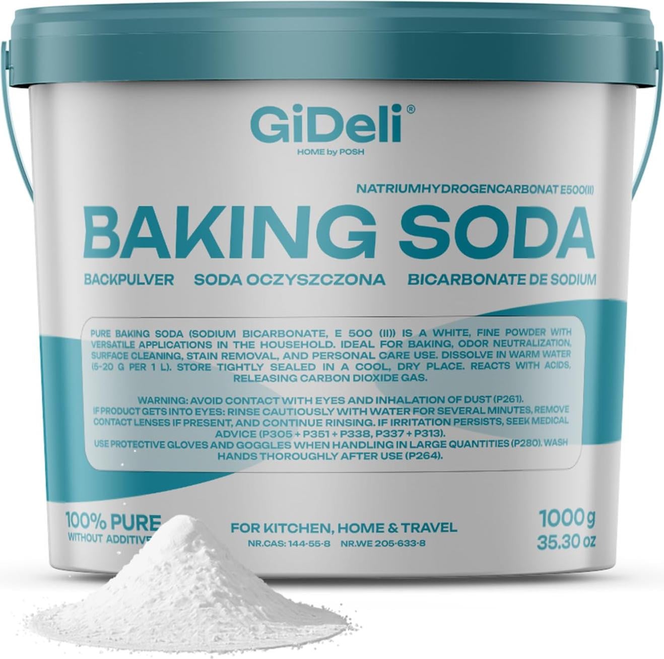 GiDeli Natron 1 kg - Puur natriumwaterstofcarbonaat E500ii voor bakken, schoonmaken en neutraliseren van geuren