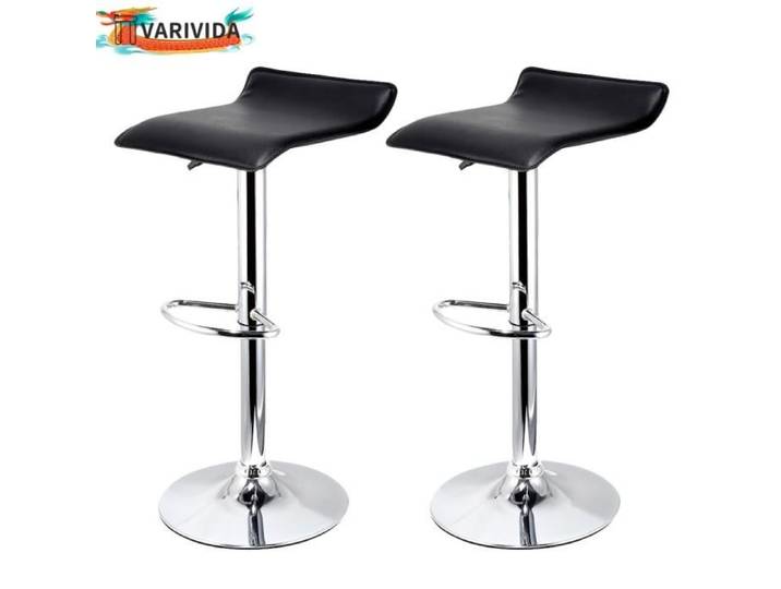Chaises de cuisine - VARIVIDA - Lot de 2 - Noir - Réglable en hauteur - Design contemporain