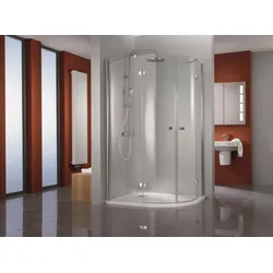 HSK teilgerahmte Runddusche Radius 500 4-teilig „Premium Classic“ Glas Linea 02, Profile Pergamon, Scharniere Premium Classic, H: 2000 mm
