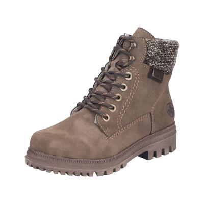 Winterboots RIEKER, Damen, Gr. 43, braun, Lederimitat, Basic, Schuhe Winterboots, Schnürboots, Schnürstiefelette mit Strickrand