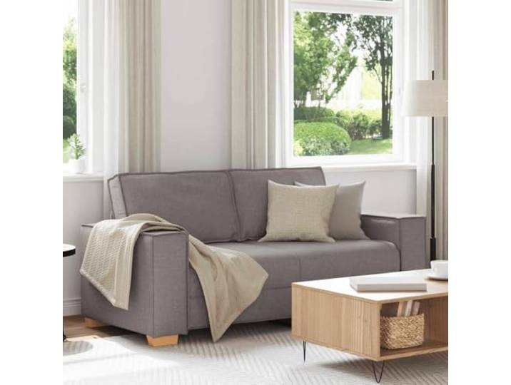 HEFZGDB 2-Sitzer Sofa Taupe 140 cm Stoff, Weiches strapazierfähiges Polyestergewebe mit atmungsaktiver Qualität, Stabiles Holz- und Metallgestell für Robustheit, Breite Armlehnen