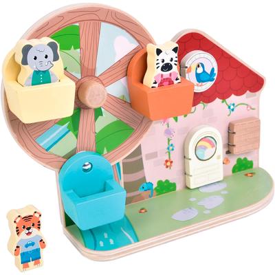 Spielcenter SMALL FOOT "Motorikspielzeug Riesenrad Jungle Friends", bunt, Motorikspielzeug, BabyB:26cm H:20,5cm T:9cm, Holz, aus Holz, FSC - schützt Wald, B:26cm H:20,5cm T:9cm