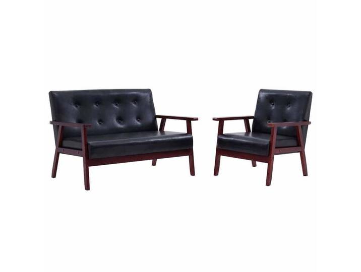 “Winter Sale TOP Fauteuil/Chaise-Sofa Noir - Ensemble de canapés 2 pcs noir similicuir PRO85493