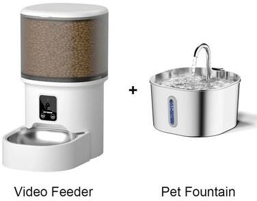 Uplifted Finds Smart WiFi App Automated Pet Feeder With Video Monitoring And Stainless Steel Water Fountain System video And Fountain