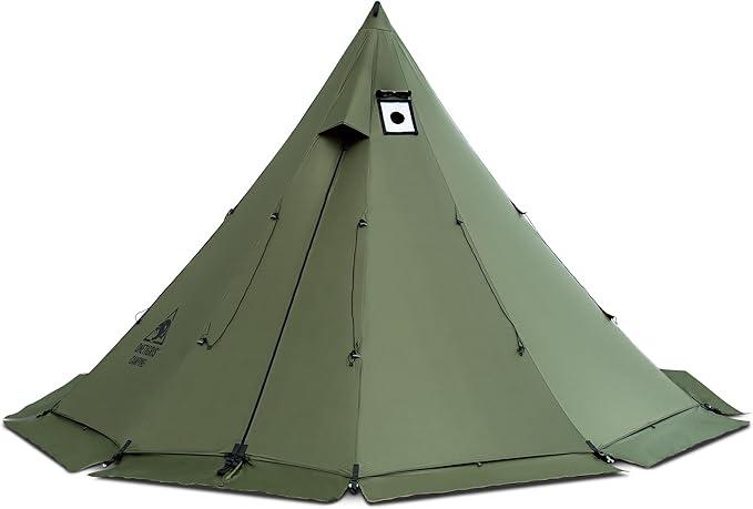 Rock Fortress Zelt Tipi Zelt Firstzelte für 4-6 Personen Pyramidenzelt mit Zeltstange 4 Jahrzeit Campingzelt 3000 mm Wassersäule für Outdoor, Camping, Wandern, Trekking