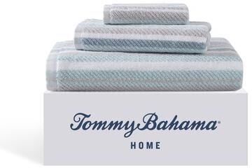 Tommy Bahama Ocean Bay Stripe Blue Cotton Terry 3 Piece Towel Set - 3 Piece