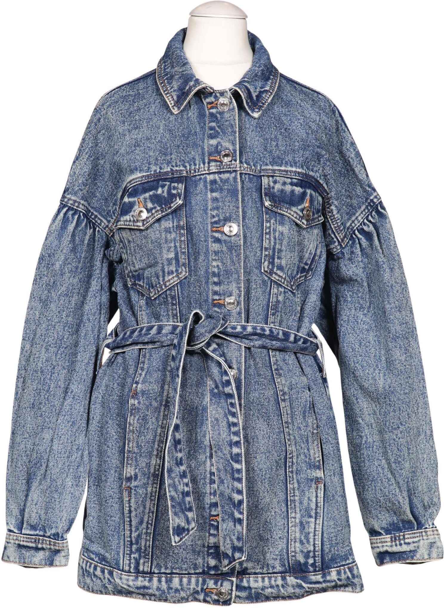 bershka Damen Mantel, Blau, Gr. S, Baumwolle - Second Hand