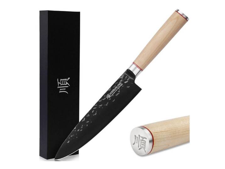 LuxusKollektion Kochmesser Kochmesser 8 Zoll AUS8 Ahorn Holz schwarz