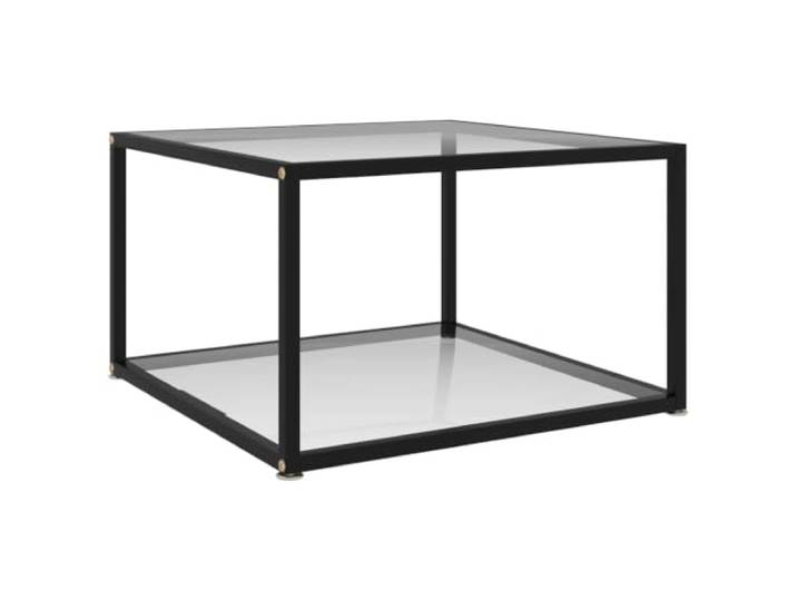 HEFZGDB Couchtisch Transparent 60x60x35 cm Hartglas mit 2-stufigem Design aus Stahl - Moderner Beistelltisch für Wohnzimmer - Stabile Tischplatte für Snacks, Getränke und Dekoration
