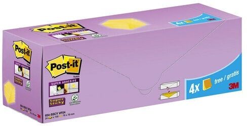 3M 654-SSCY VP24 note paper Square Yellow 90 sheets Self-adhesive