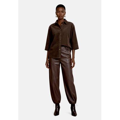 Schlupfbluse ZERO "Damen gerader Schnitt", Damen, Gr. 36, braun (schwarz coffee), Cord, Obermaterial: 100% Polyester, Strukturmuster, lässig geschnitten normal, Blusen Schlupfbluse
