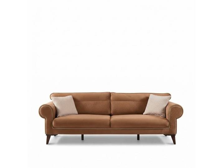 JVmoebel 3-Sitzer Rotes Sofa aus Stoff mit Holzfüßen und eleganten Kurven, Made in Europa