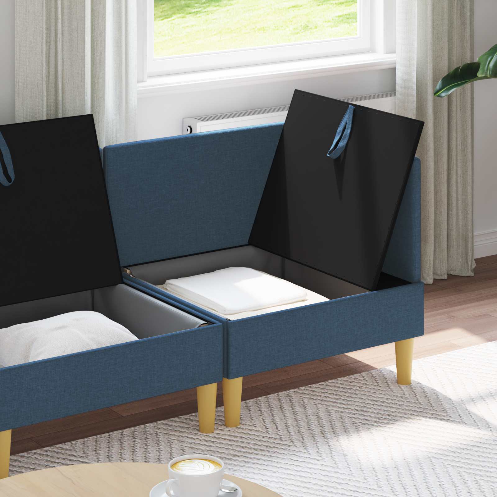 vidaXL Modular Sofa Set with Storage 4 pc Bleu Tissu