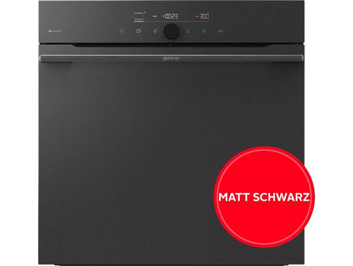 GORENJE Pyrolyse Backofen GO66MB Pizza350C , Energieeffizienz: A++, schwarz (schwarz matt), B:59,5cm H:59,5cm T:56,4cm, Backöfen, PizzaPlus: In 3:30 Min. bei 350 C die perfekte Pizza zuhause backen, Pyrolyse Backofen