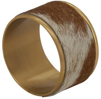 Saro Lifestyle Napkin Rings With Cow Hide Design (Set of 4)