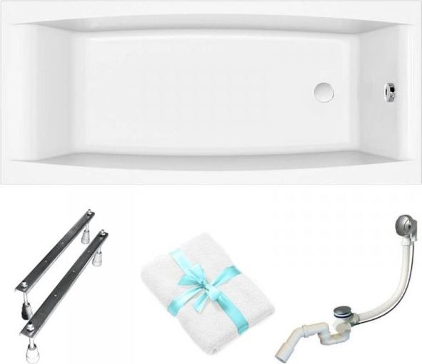 Cersanit | Badewanne - Wanne Rechteckig Virgo - 180x80 Cm - Ergonomische Form - Syphon Inkludiert - Verstellbare Füße