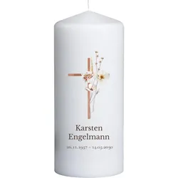 Trauerkerze im Design "Zarte Blumen" - Andachtsvolle Kerzen einfach online bei wunderkarten gestalten und bestellen