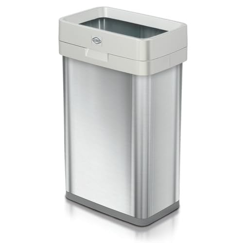 Clorox Slanke Open Top RVS Prullenbak, Zilver, 50L