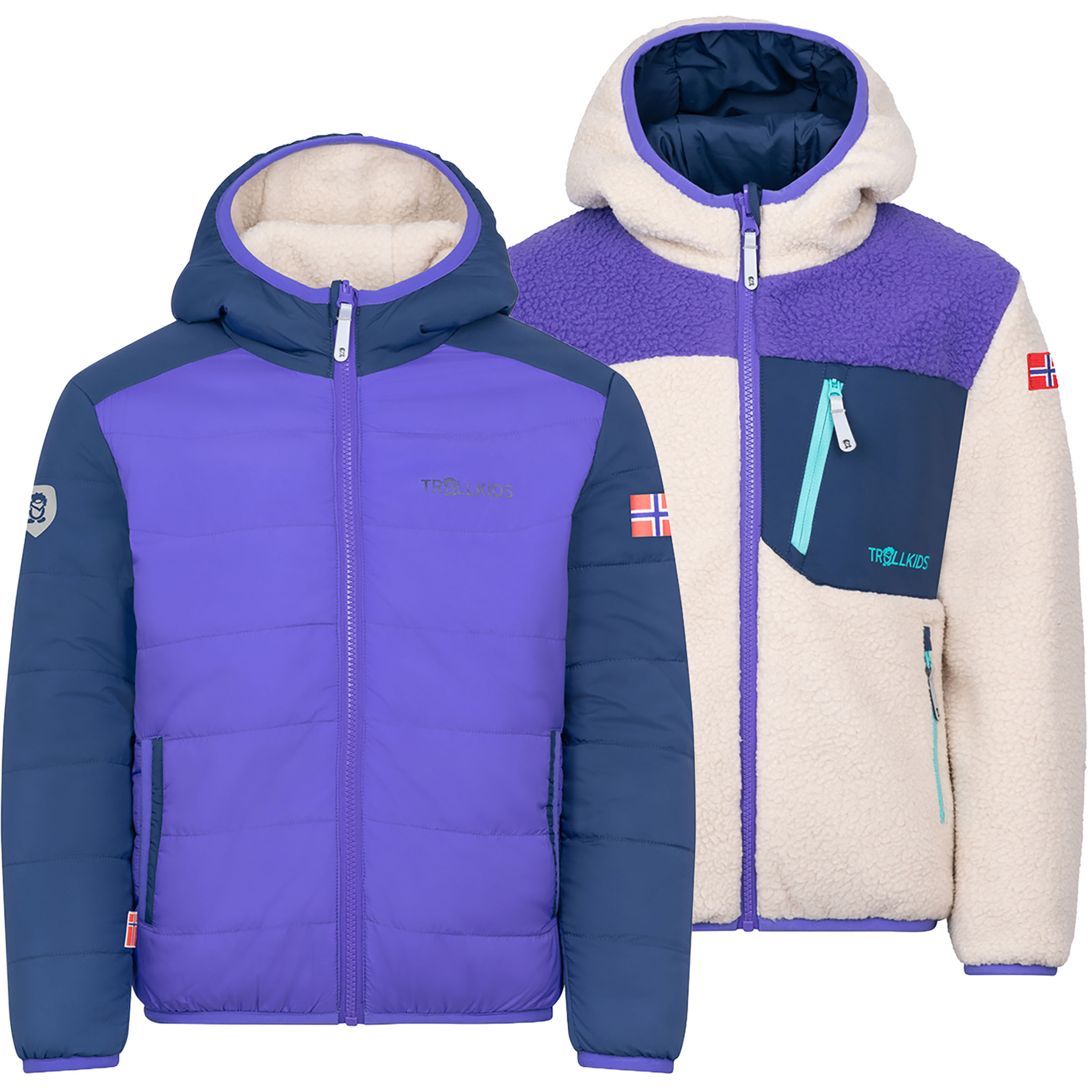 Trollkids Sandvika Turnover Kinder Isolationsjacke lila Größe 140 Lifestyle Winddicht