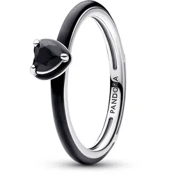 Pandora 193088C01 Damenring Silber Schwarzes Chakra Herz, 64/20,4