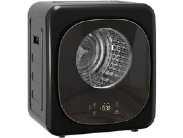 Sèche-Linge Compact Noir Intelligent 5 Modes Stérilisation 60°C Tambour Inox Double Filtre Arrêt Ouverture Porte