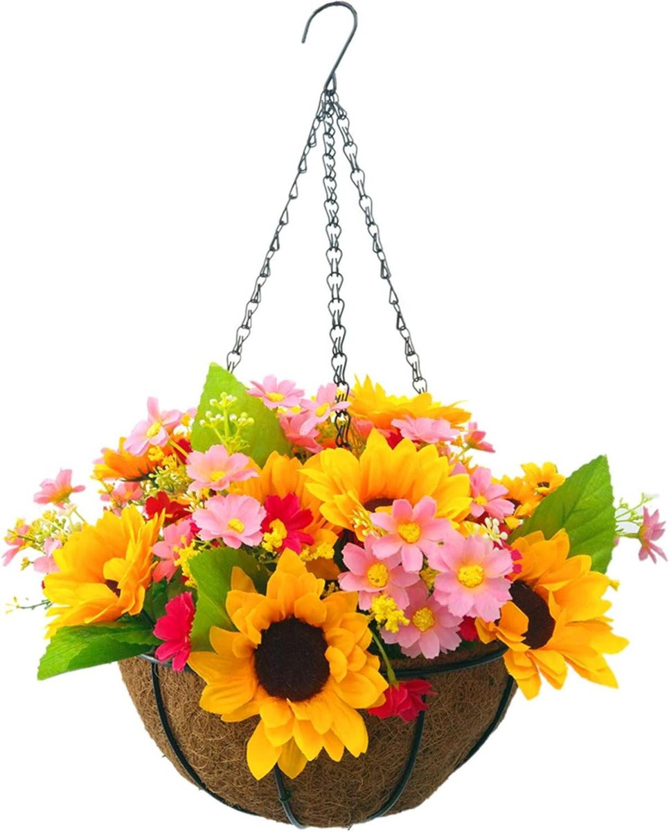 Decoratieve hangende bloemenmand voor kunstbloemen, Breedte: 20 cm