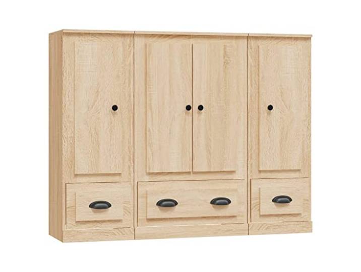 GHVBNMF Highboard 3er Set Sonoma-Eiche Holzwerkstoff Kommode 132cm Praktisches 3-teiliges Schrank-Set für Wohnzimmer und Schlafzimmer mit reichlich Stauraum und robuster Oberfläche.