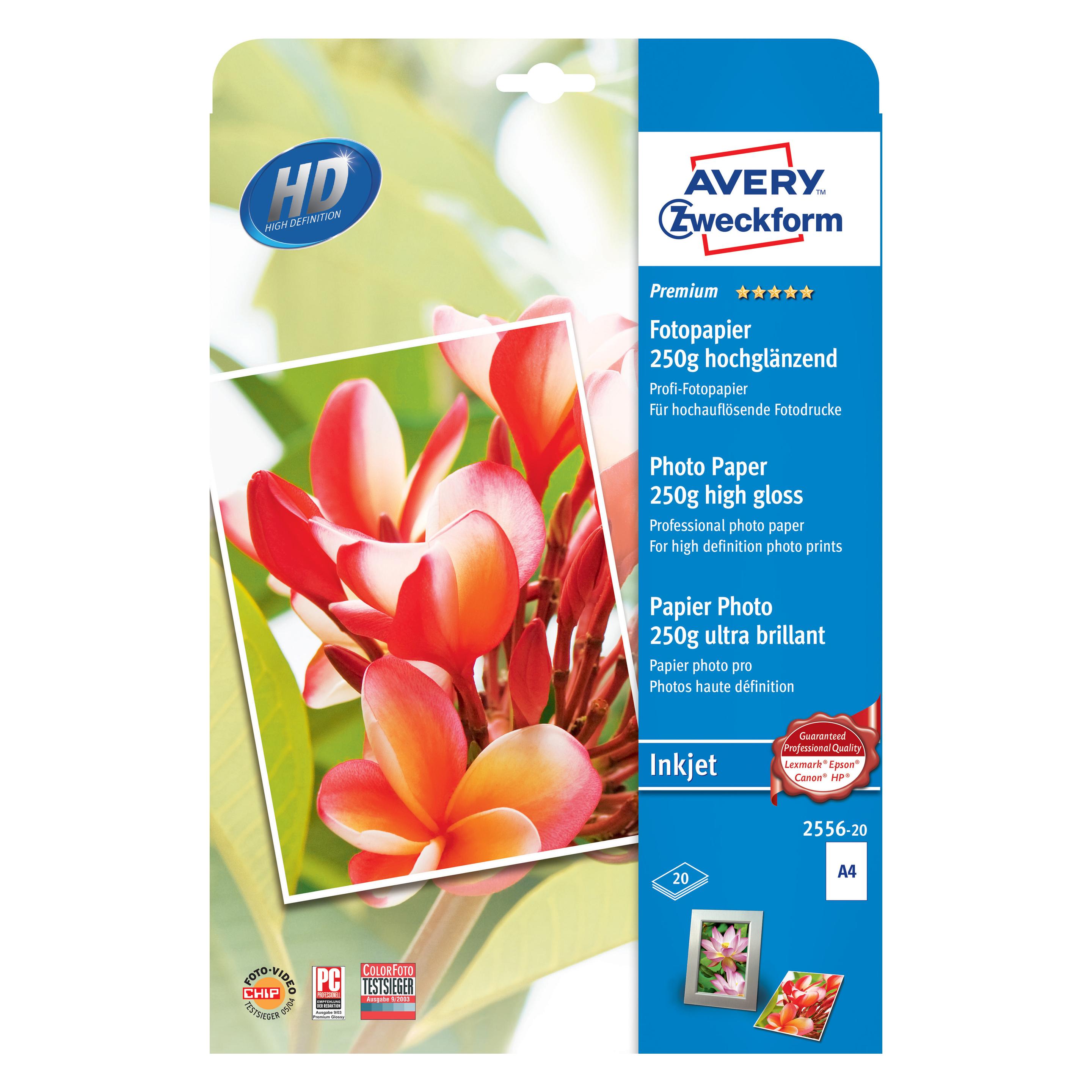 Avery Premium Inkjet Fotopapier A4 (250 g/m², A4, 20 Stk.) (2556-20)