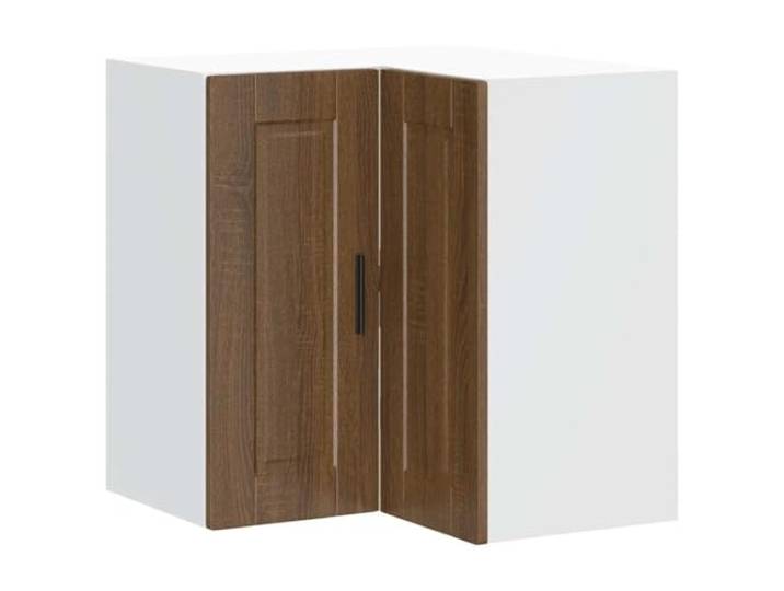 HKTMGDNG Küchen Eckhängeschrank Porto Braun Eichen-Optik 57x57x60cm Platzsparender Eckschrank zur Wandmontage in Küche oder Esszimmer, robuster Holzwerkstoff mit pflegeleichter Oberfläche.