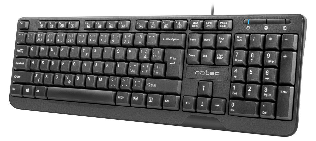 Natec Keyboard Trout Slim USB Toetsenbord CZ/SK-lay-out Zwart