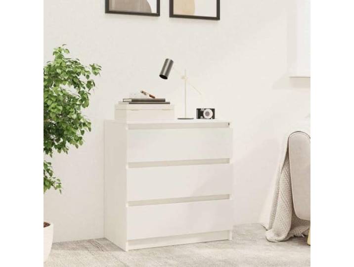 HEFZGDB Nachtschrank Weiß 60x36x64 cm Massivholz Kiefer mit 3 Schubladen – Stauraum Nachttisch Langlebig Organisiert