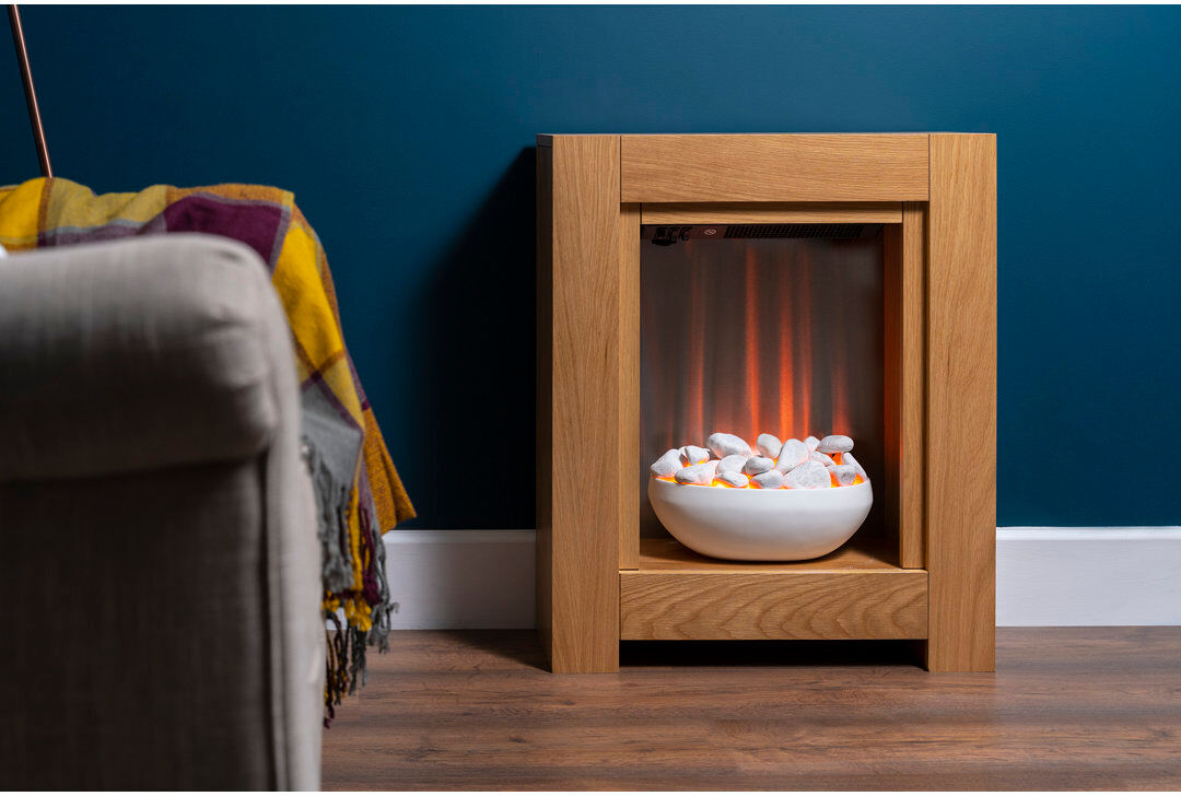 Monet Adam 60 cm W Fireplace with 6824 BTU Oak Effect 73cm H X 60cm W X 20cm D