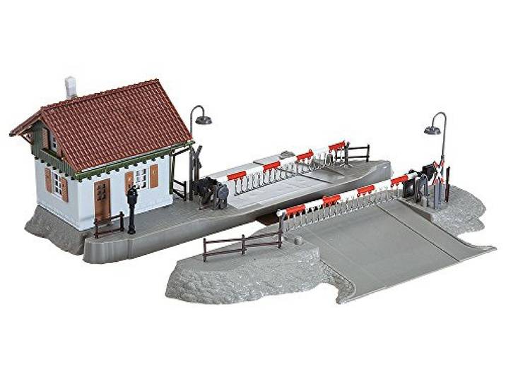 FALLER Spoorovergang met kastwagen wagen I modelbouwset met 121 onderdelen 220 x 173 x 75 mm I modelspoorbaan accessoires H0 gebouw I H0 accessoires