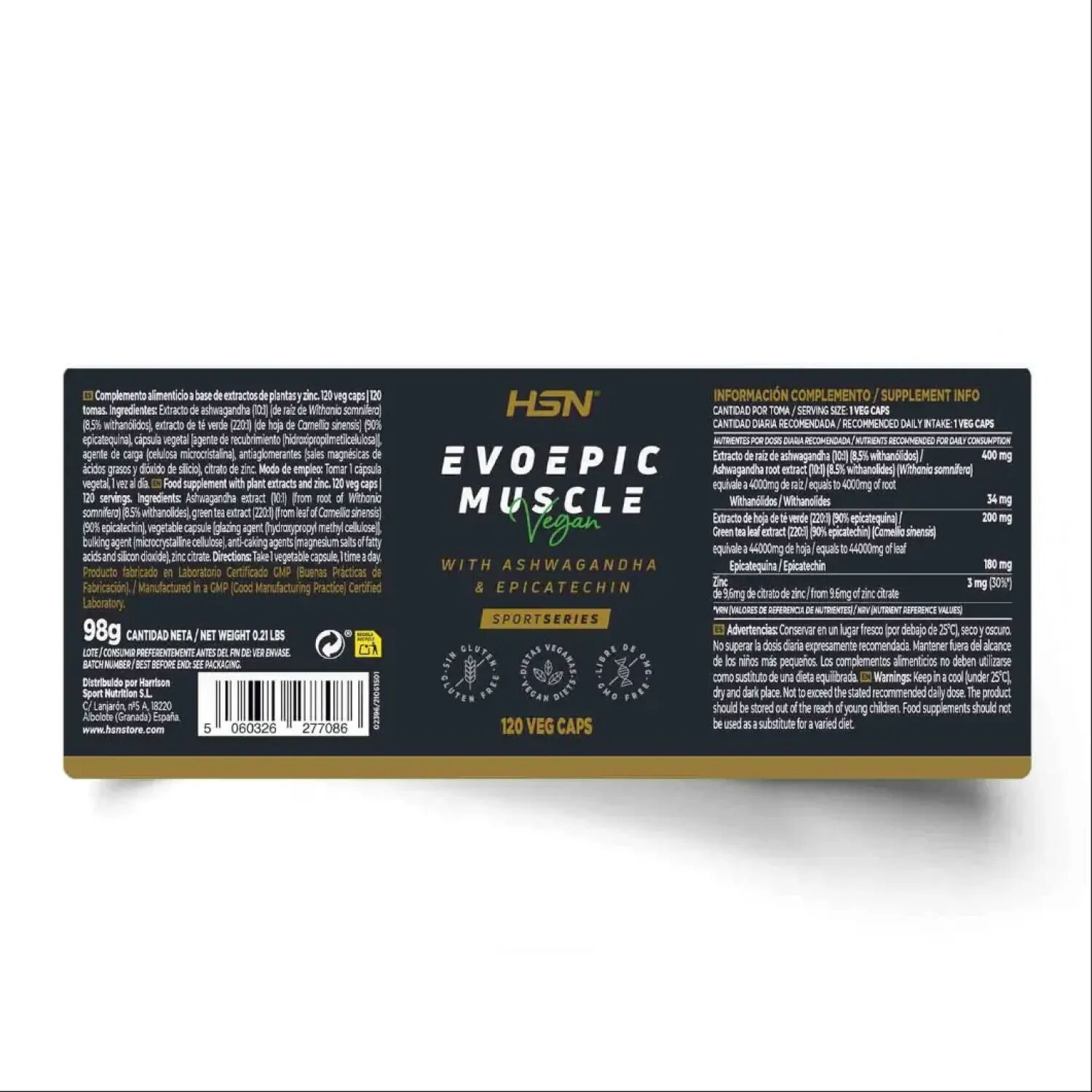 HSN Evoepic muscle - 120 veg caps - Controlar/reduzir cortisol - Cápsulas Vegetales - 120 Serviços