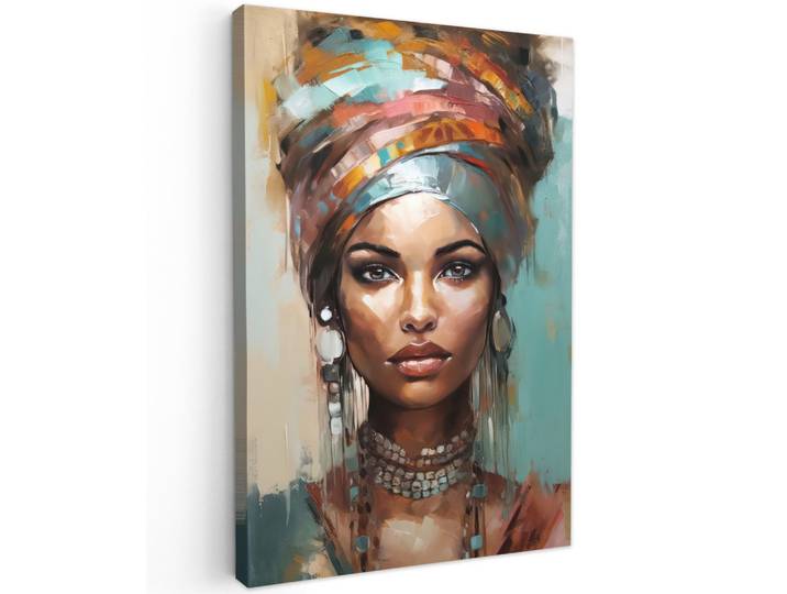 LEINWANDBILD Frau - Kunst - Schmuck - Porträt Wanddeko 40x60 cm