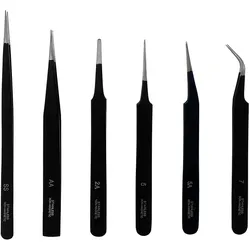 Modellbau-Pinzetten-Set, 6-teilig, pulverbeschichtet
